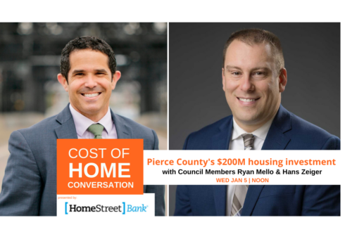 photos of Council Members Mello & Zeiger with text "Cost of Home Conversation" along with event details, which are found in text