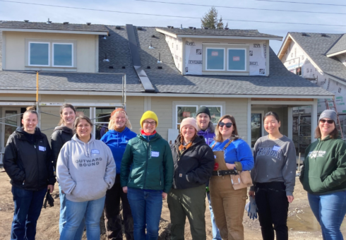 Women Build volunteers at Madison Meadow, Feb 2023