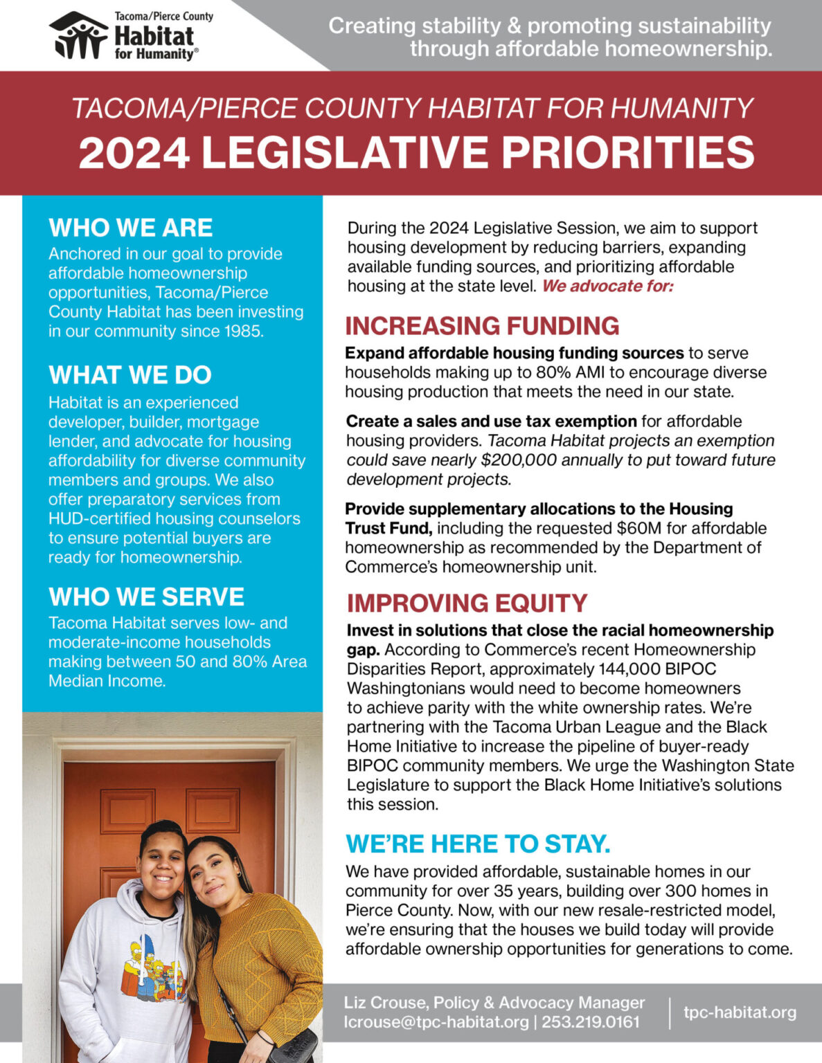 2024 Legislative Priorities - Tacoma/Pierce County Habitat For Humanity